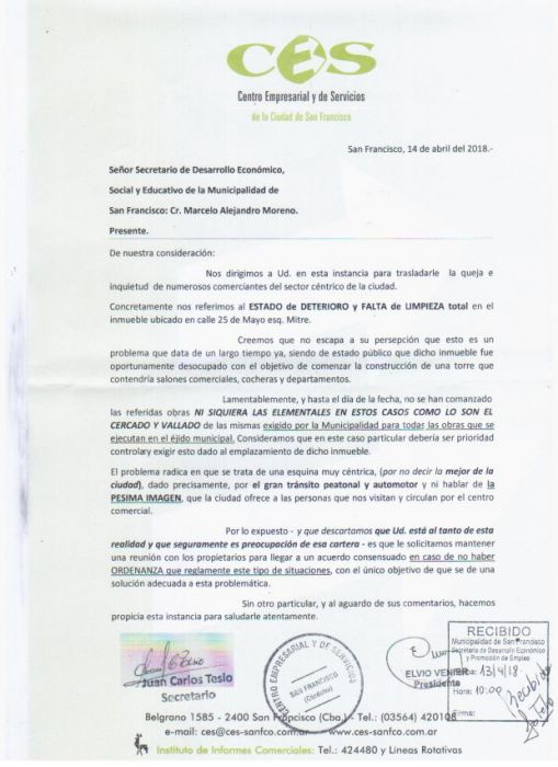 Gestiones del CES ante la Secretaría de Desarrollo Económico de la Municipalidad