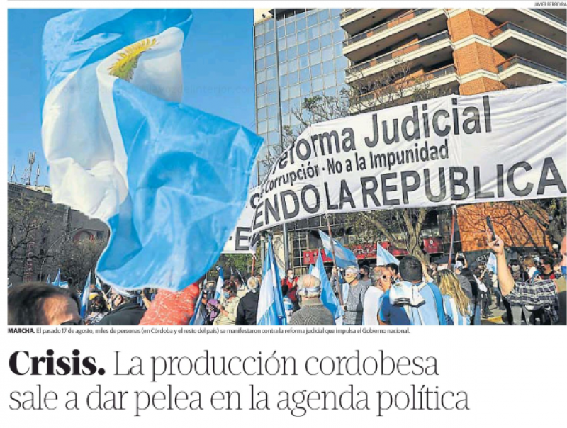 La producción cordobesa sale a dar pelea en la agenda política.
