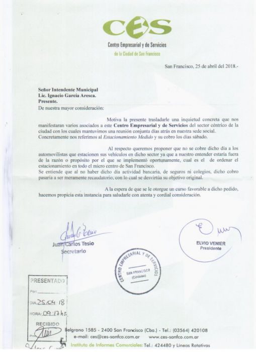 Pedido de Eliminación del cobro de Estacionamiento los días sábados